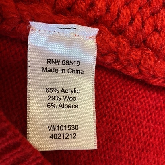 Alpaca/Wool Blend Cardigan Womens M Sweater Jacket Zip up Red soft Winter cozy - Picture 4 of 6